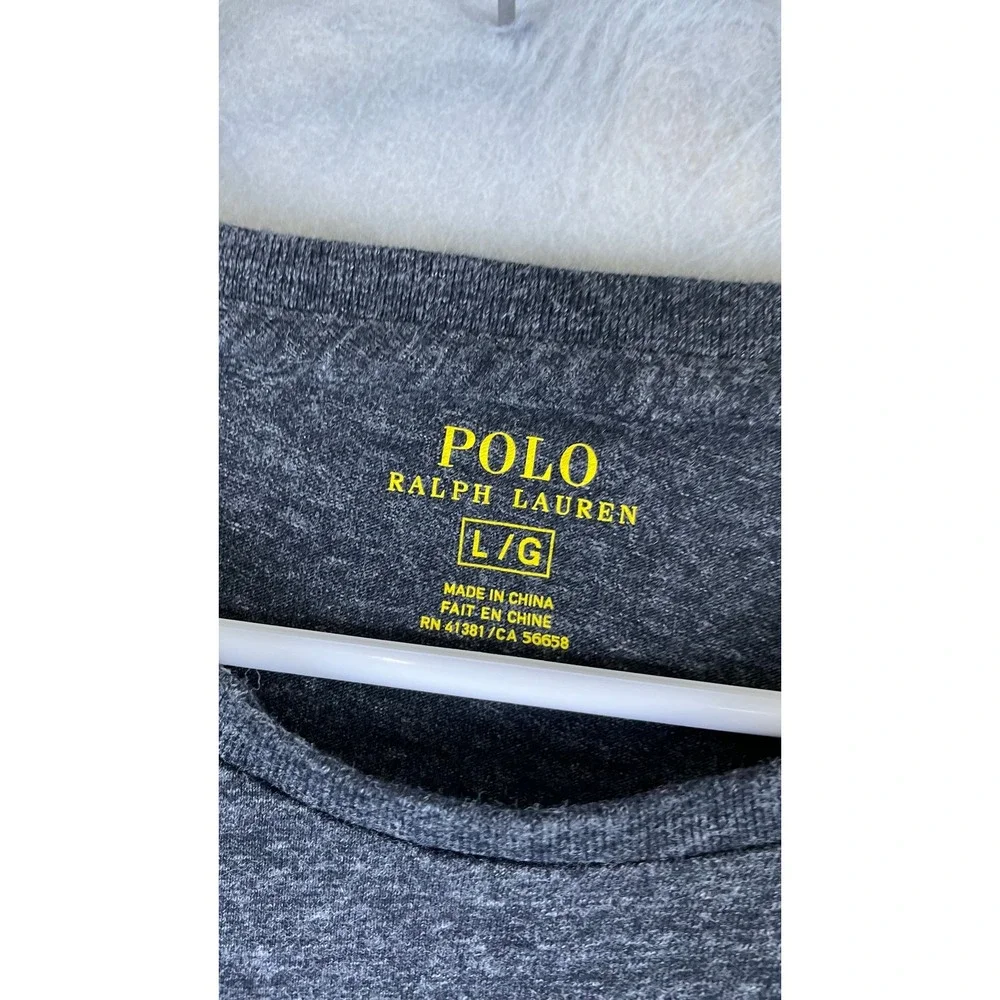 Polo Ralph Lauren T-Shirt Mens Large Gray Excellent Long Sleeve Heathered Pony